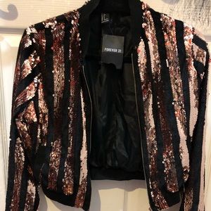 Forever 21 sequin front zip jacket